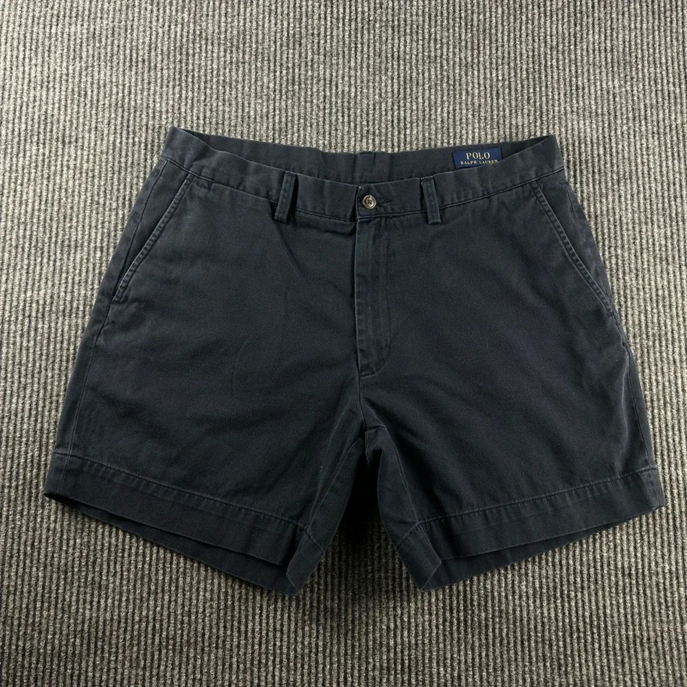 Polo Ralph Lauren Mens Classic Fit 6 Inch Chino Shorts Navy Blue Cotton Size 34